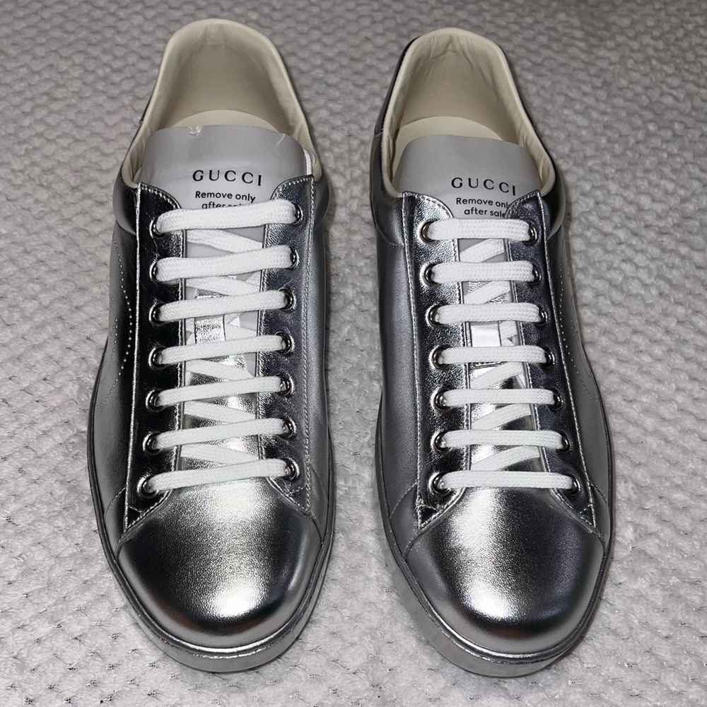 Gucci Silver Metallic  Napa Silk Argento Silver